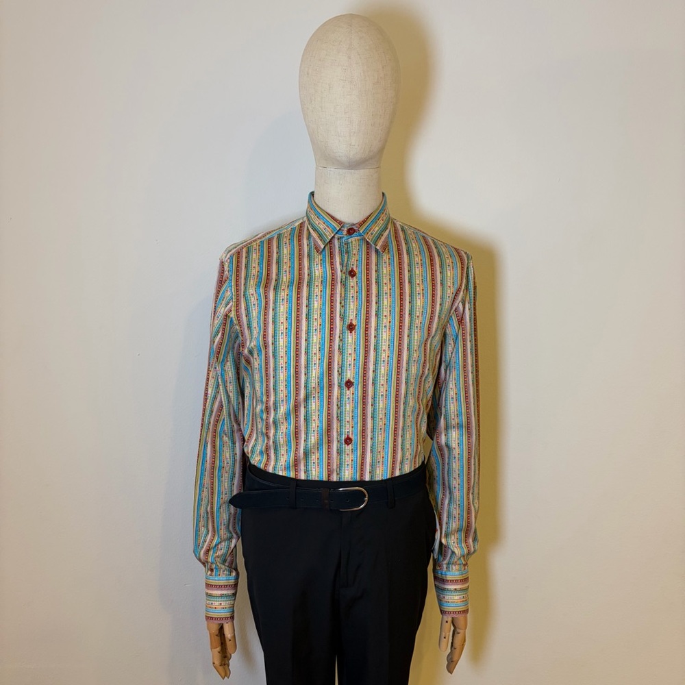 International Laundry Men’s XL Multi-Color Striped Boho Cotton Shirt